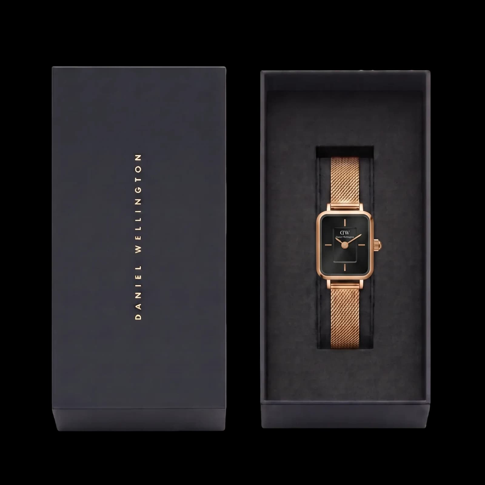 Montre Élégante Noir & Rose Gold